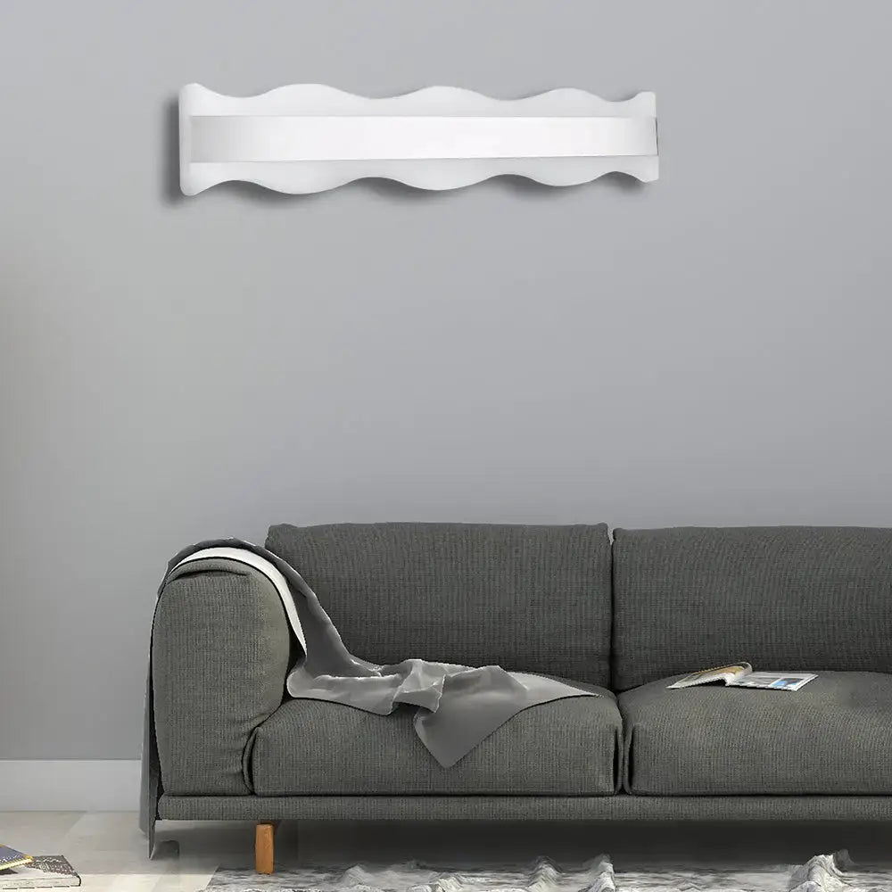 Modern white wave led light fixture – bathroom warm white sconce