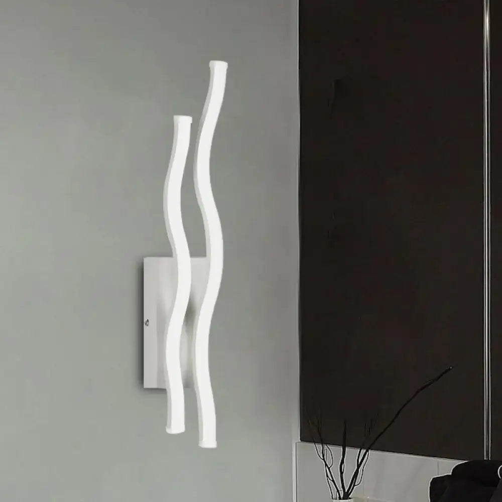 Modern white waving acrylic wall lamp fixture – living room led