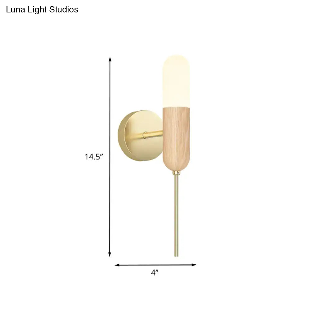 Modern wood and brass led light fixture – living room wall sconce
