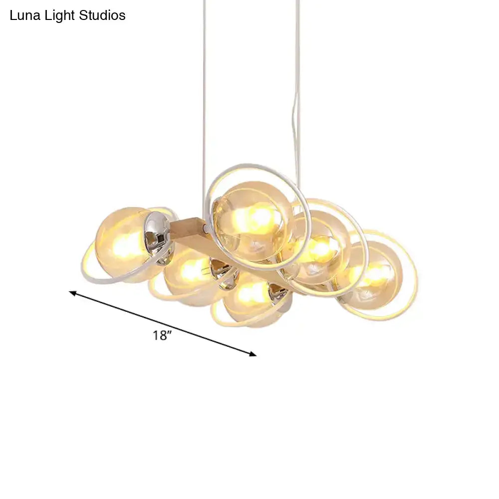 Modern wood and chrome cognac bubble shade island lighting kitchen