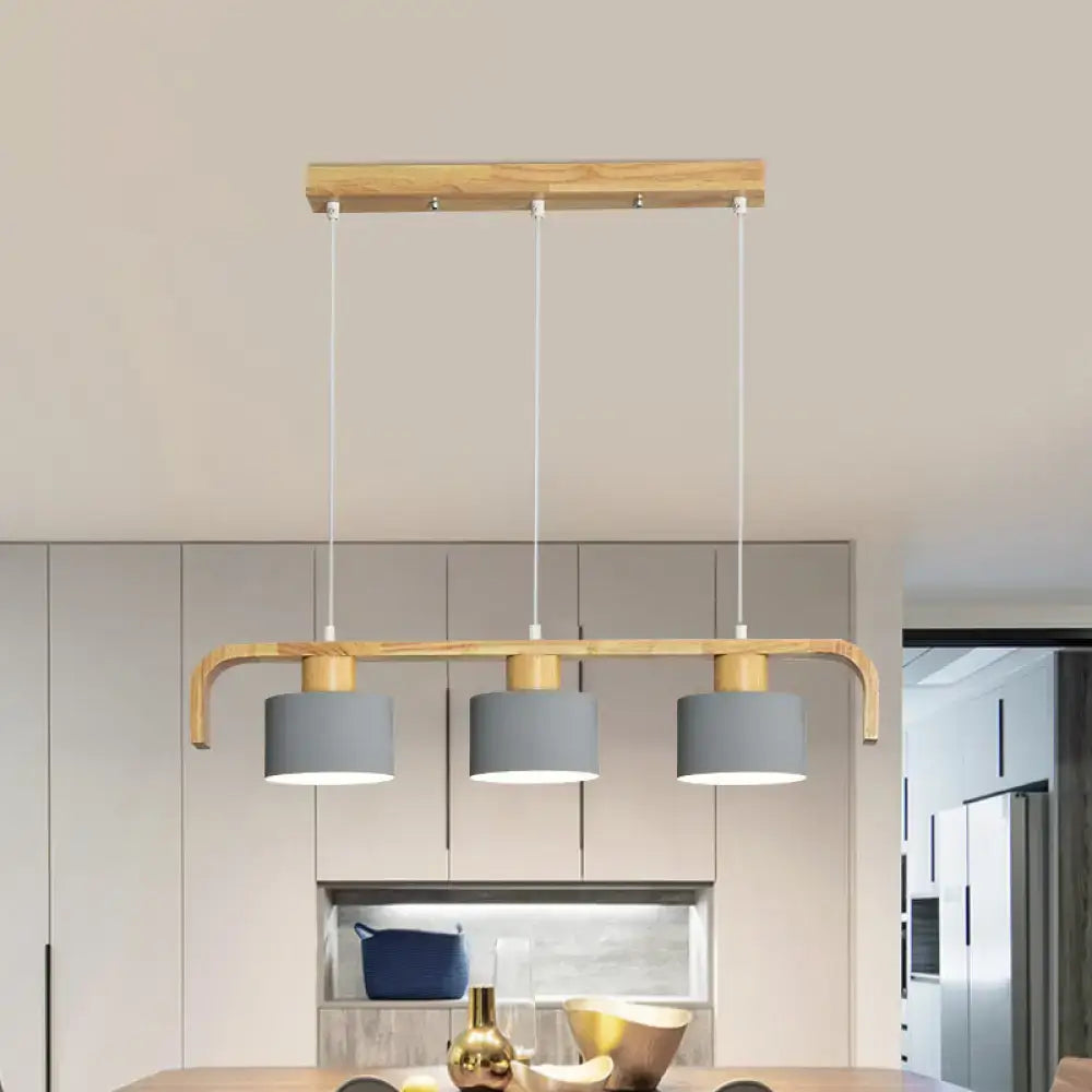 Modern wood and mint green 3 light chandelier for dining room kitchen