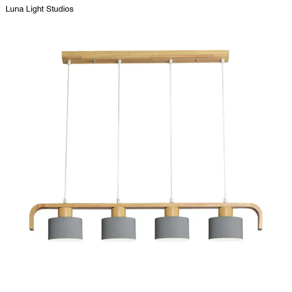 Modern wood and mint green 3 light chandelier for dining room kitchen