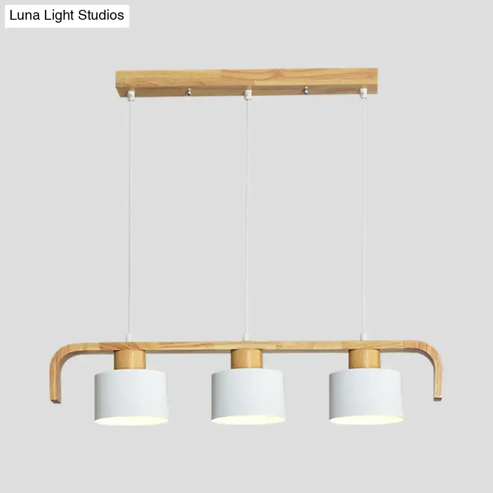 Modern wood and mint green 3 light chandelier for dining room kitchen