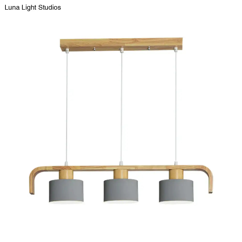 Modern wood and mint green 3 light chandelier for dining room kitchen