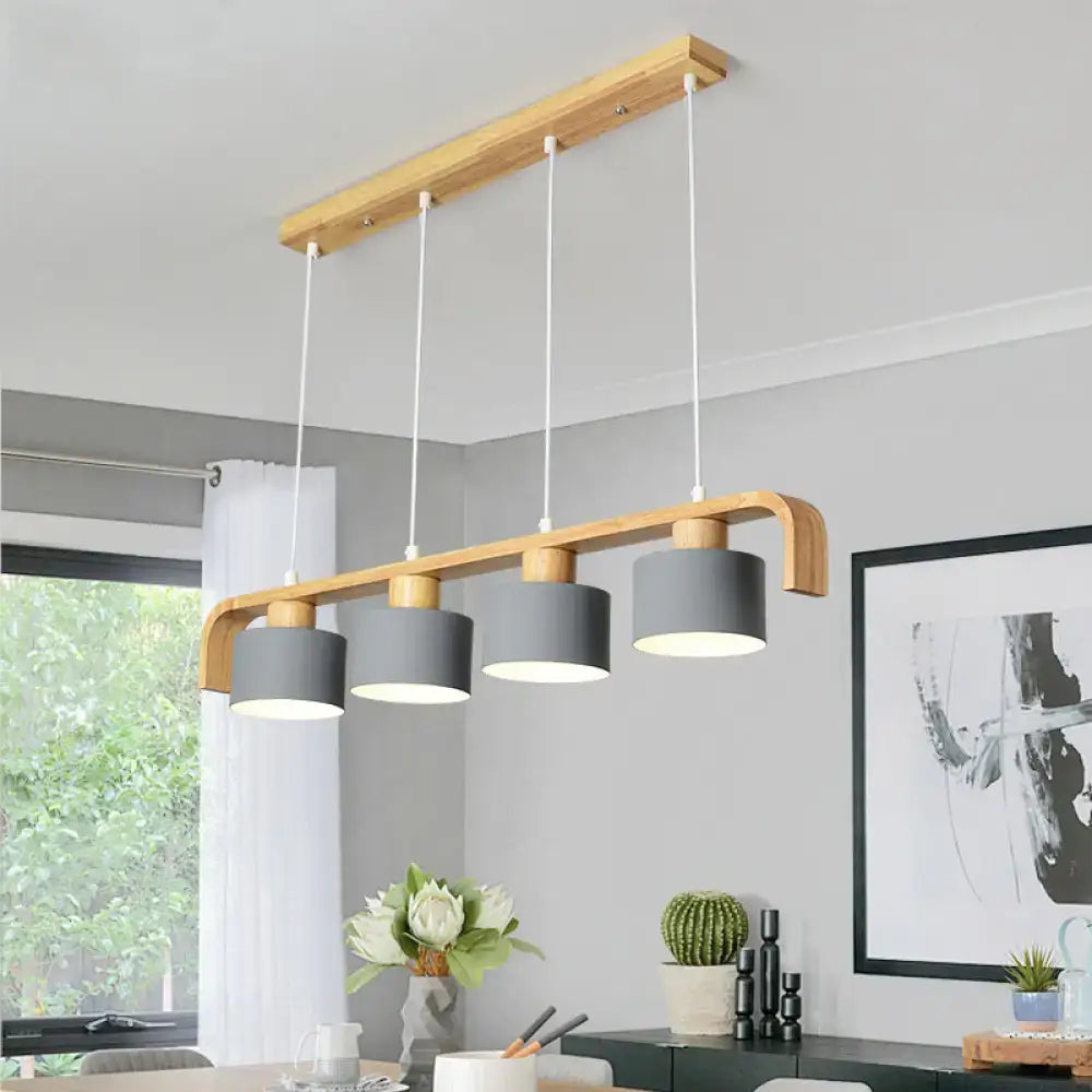 Modern wood and mint green 3 light chandelier for dining room kitchen