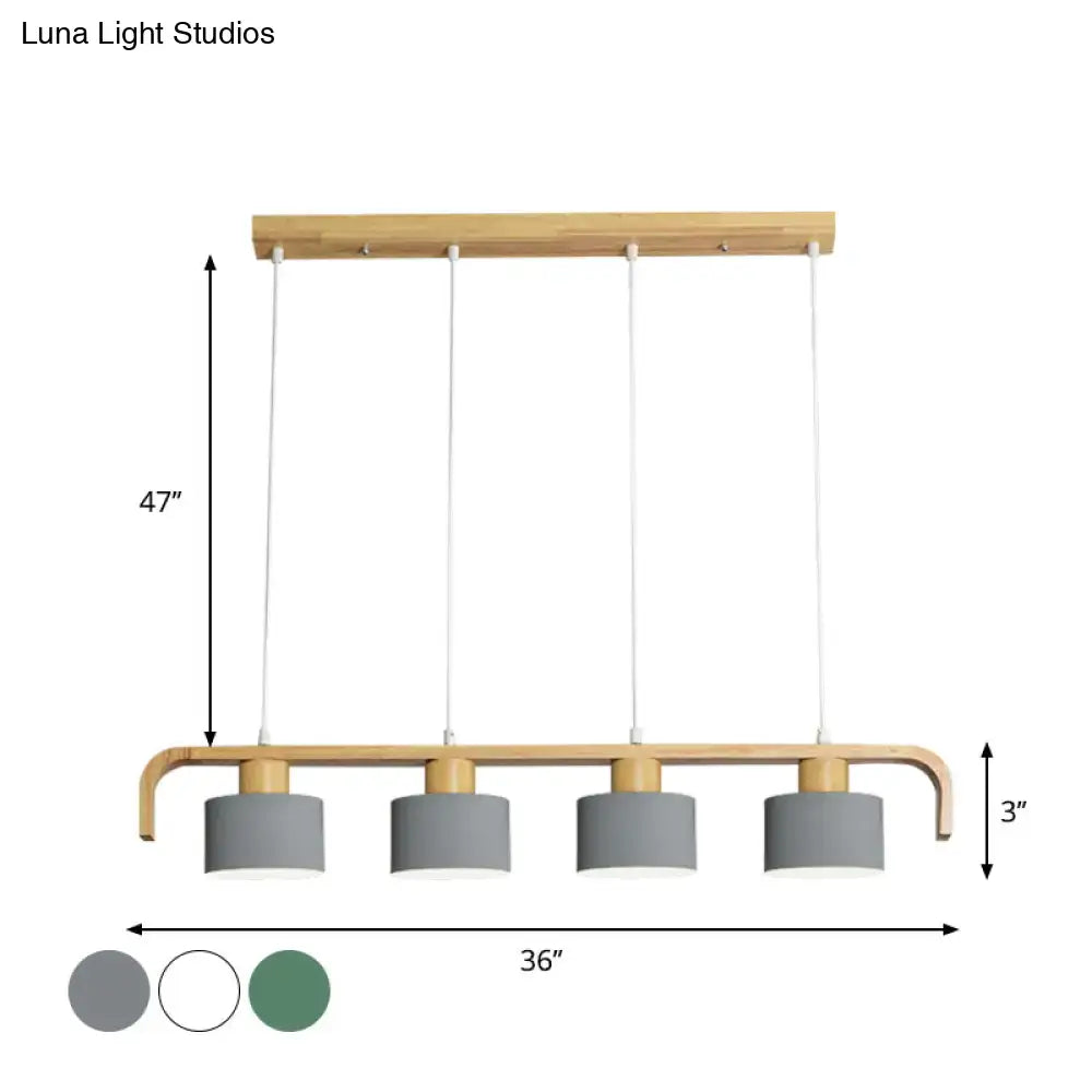Modern wood and mint green 3 light chandelier for dining room kitchen