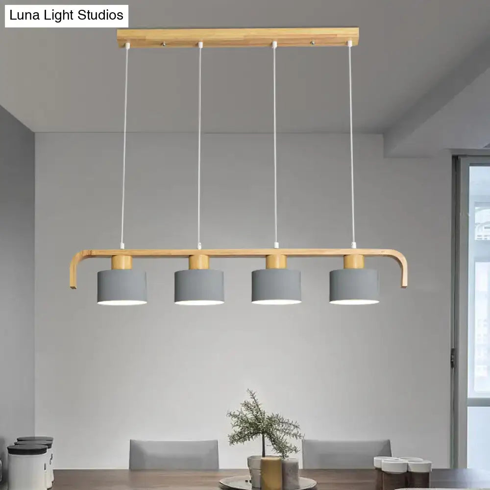 Modern wood and mint green 3 light chandelier for dining room kitchen