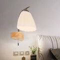 Modern wood and ribbed glass flared sconce wall lamp – bedroom light