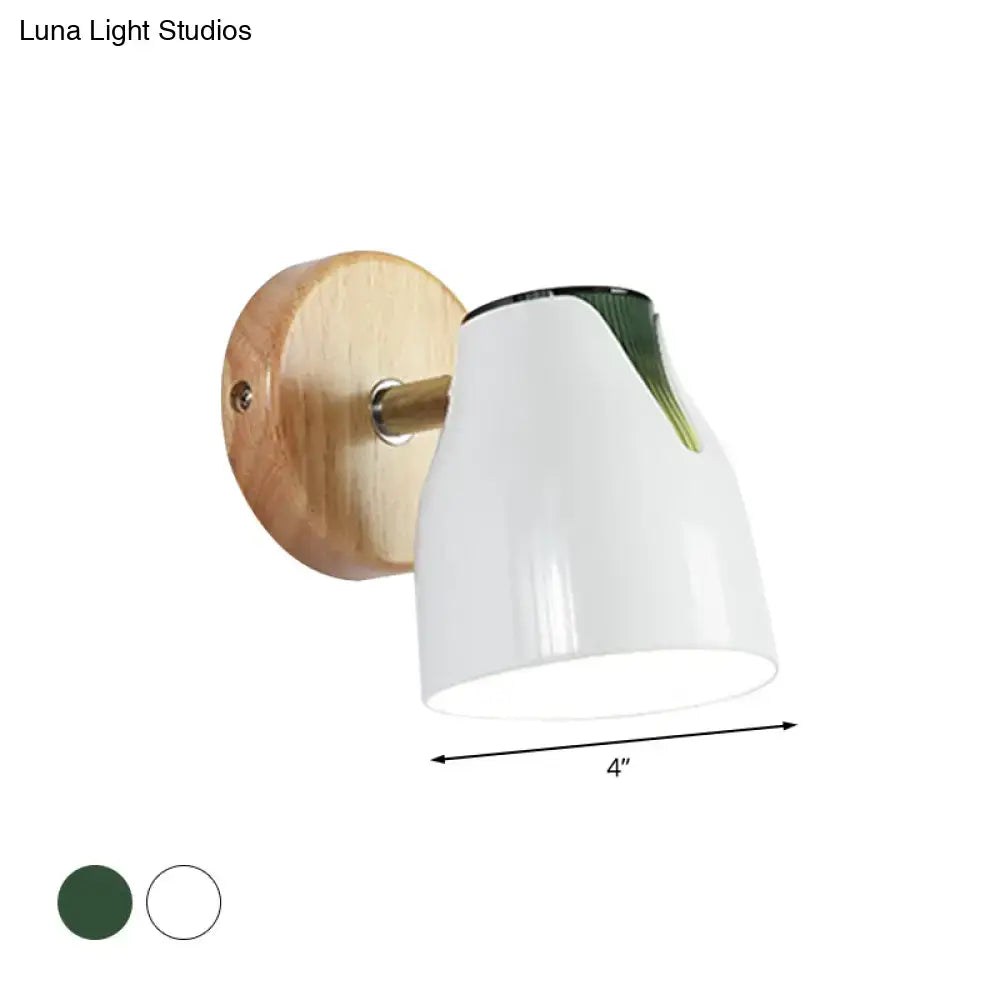 Modern wood and white ceramic wall light kitchen metallic bud shade
