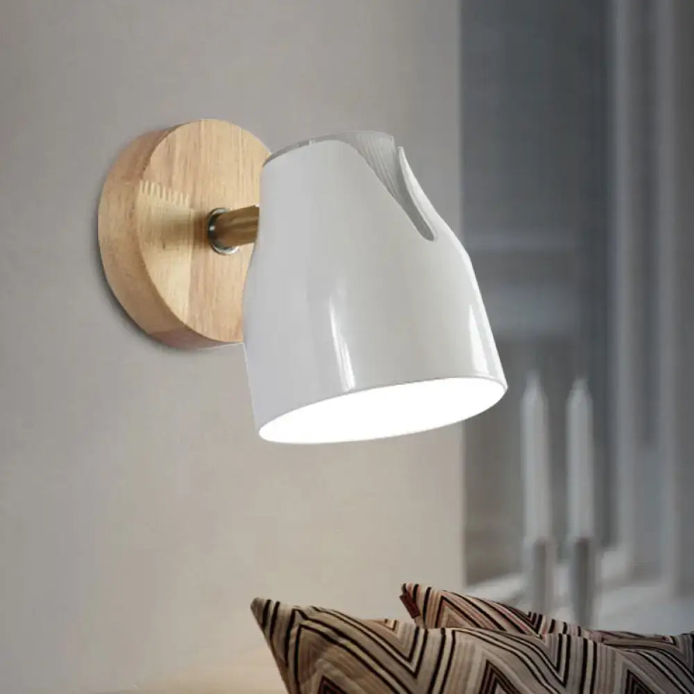 Modern wood and white ceramic wall light kitchen metallic bud shade