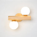 Modern wood and white glass ball rotating wall sconce bedroom light