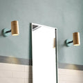 Modern wood and yellow green wall sconce pair for bathroom