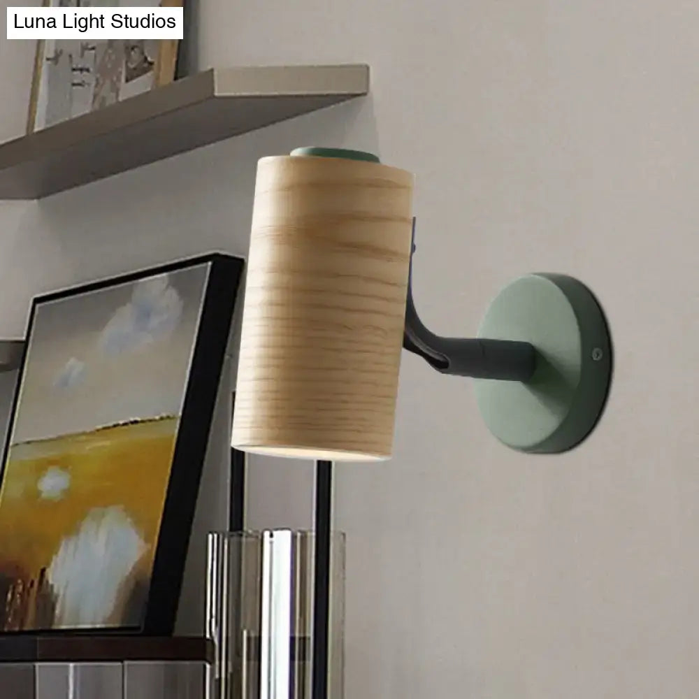 Modern wood and yellow green wall sconce pair for bathroom
