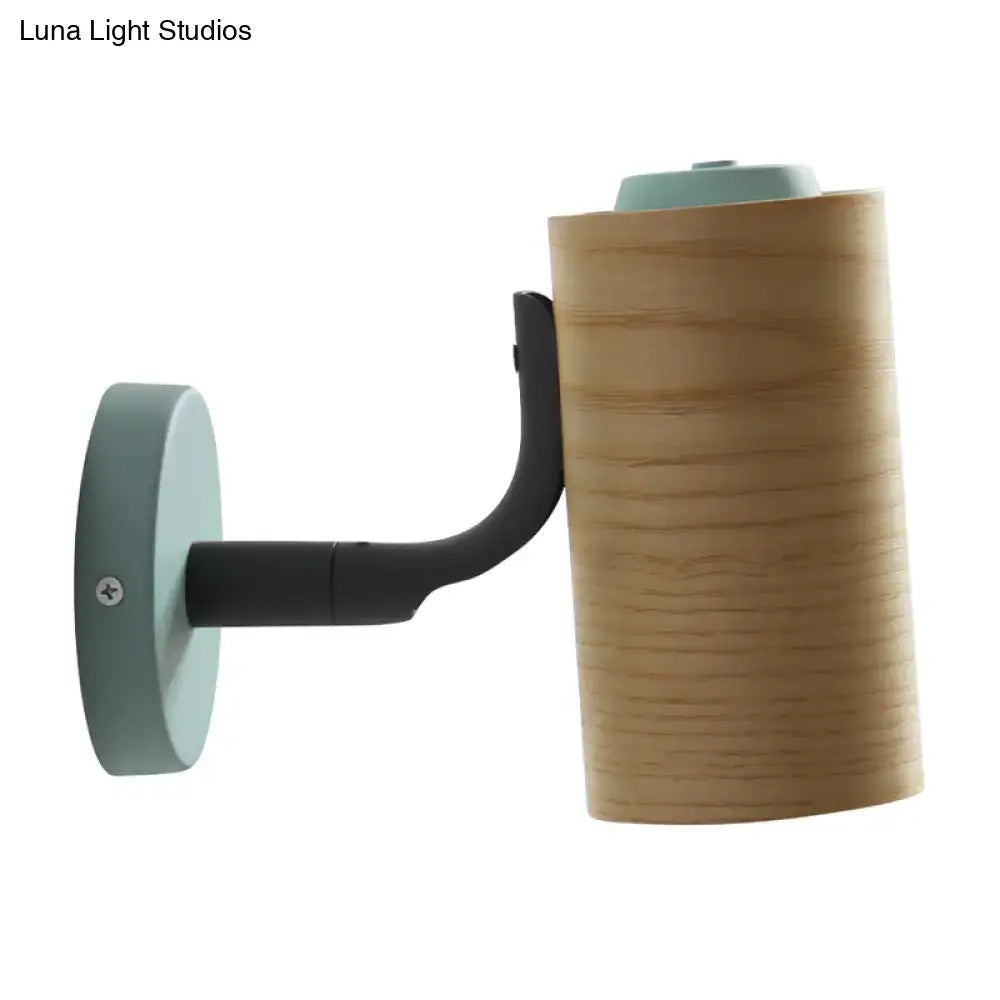 Modern wood and yellow green wall sconce pair for bathroom