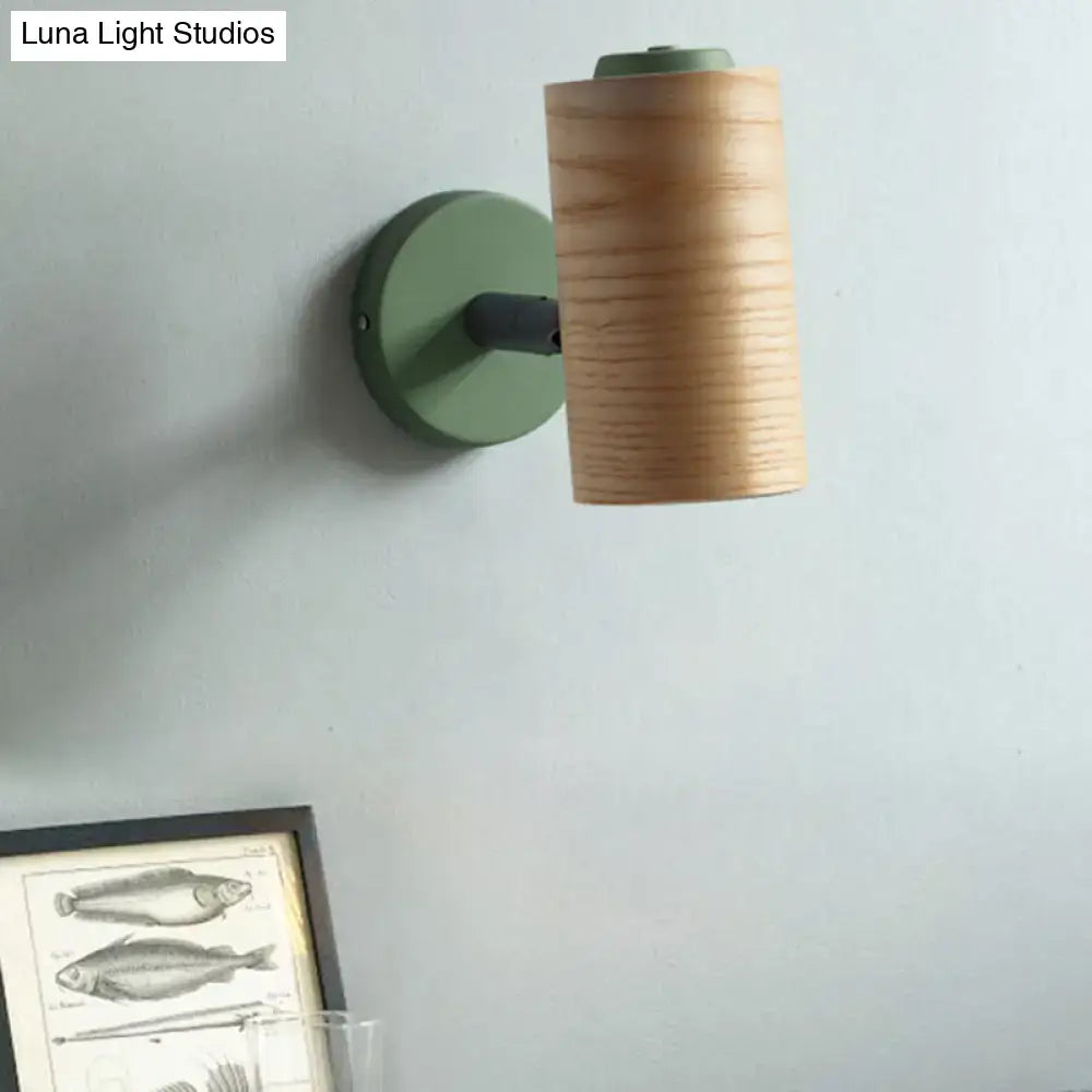Modern wood and yellow green wall sconce pair for bathroom