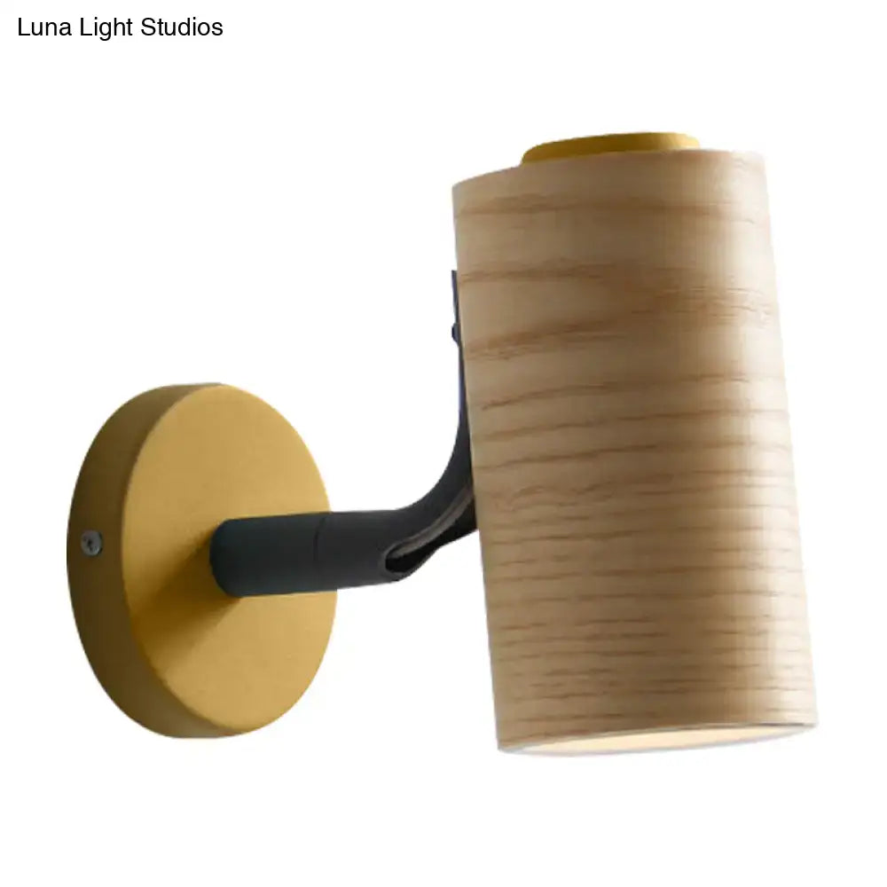 Modern wood and yellow green wall sconce pair for bathroom