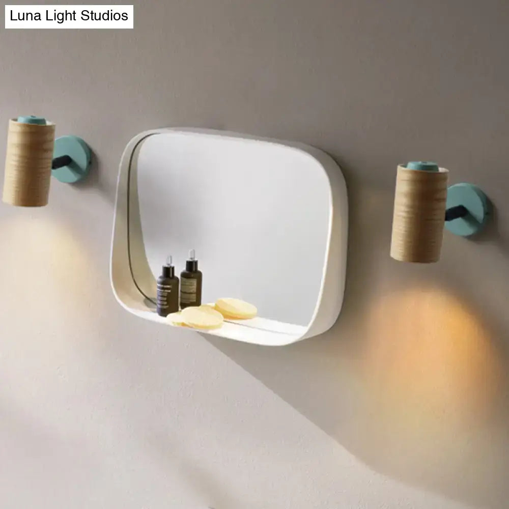 Modern wood and yellow green wall sconce pair for bathroom