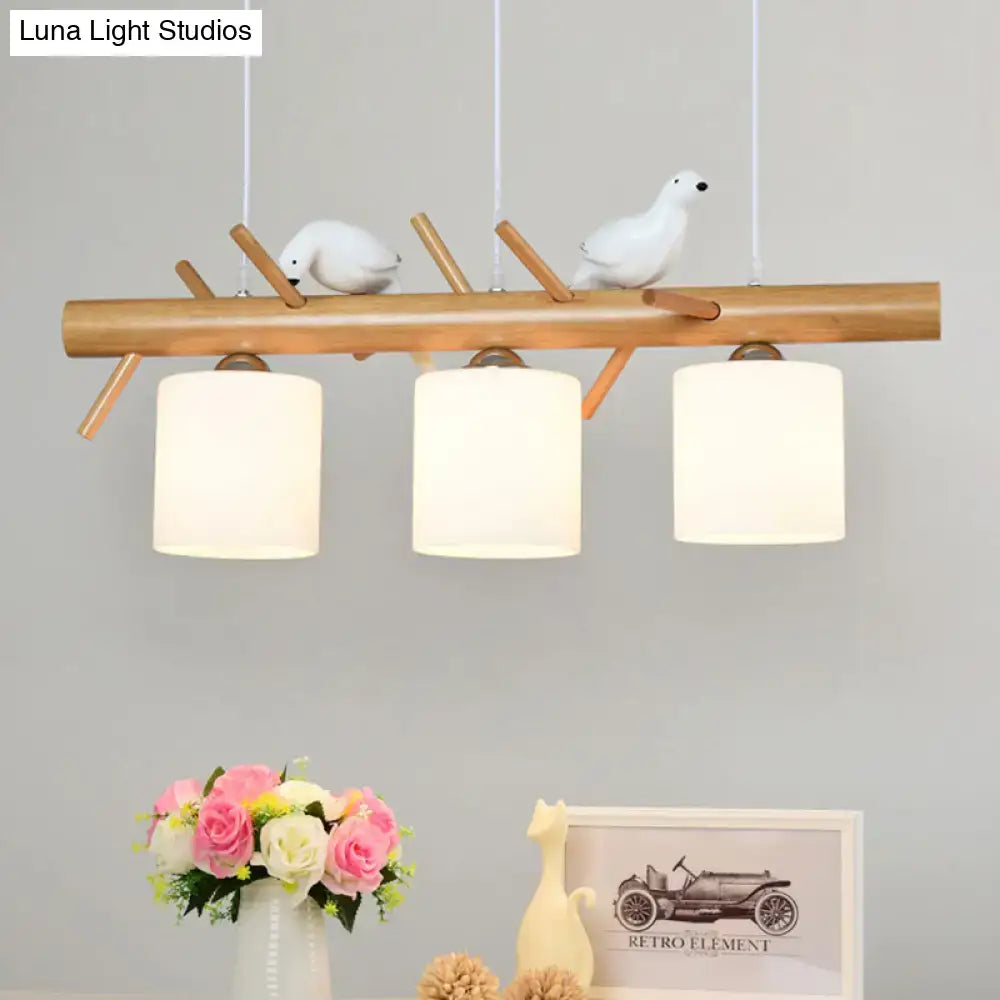 Modern wood bird branch pendant light for dining room led compatible