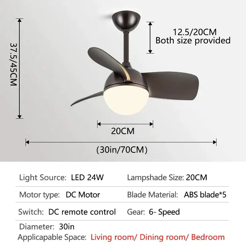 Modern wood blade ceiling fan light bedroom white led chandelier