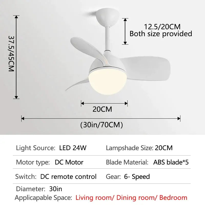 Modern wood blade ceiling fan light bedroom white led chandelier