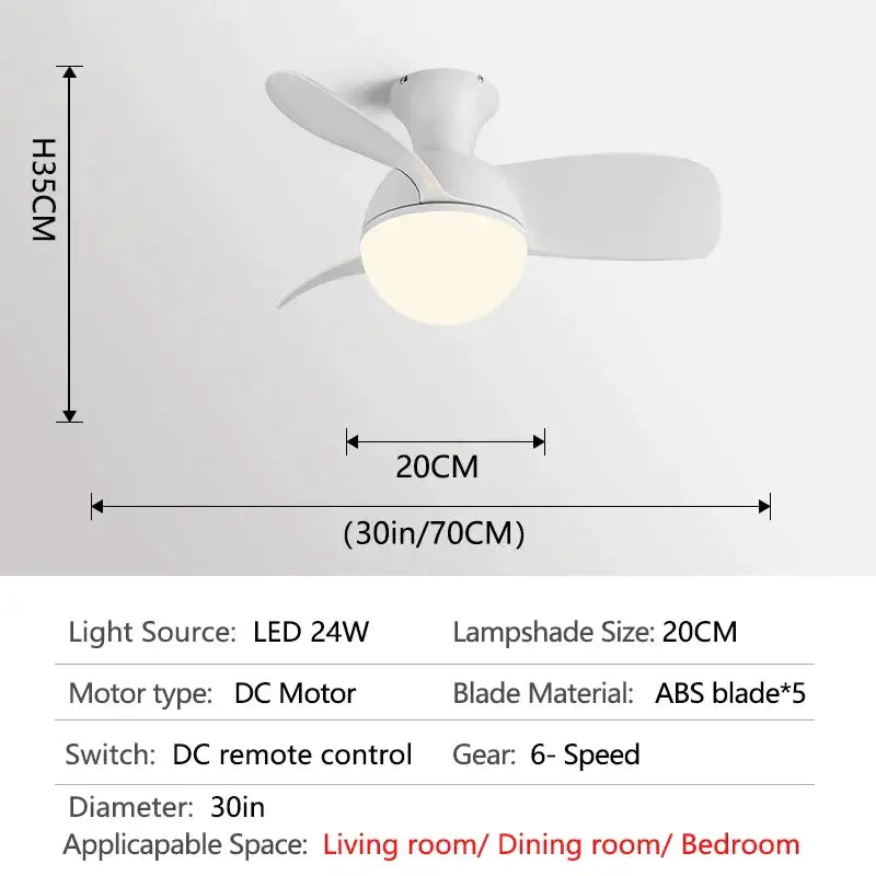 Modern wood blade ceiling fan light bedroom white led chandelier