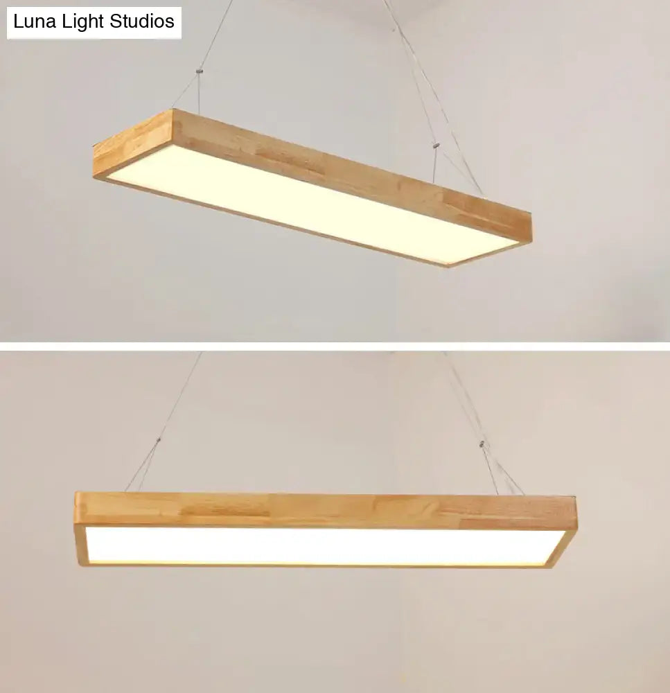 Modern wood rectangle ceiling light fixture dining room warm third gear