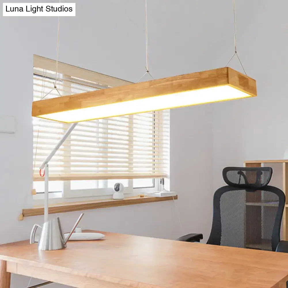 Modern wood rectangle ceiling light fixture dining room warm third gear