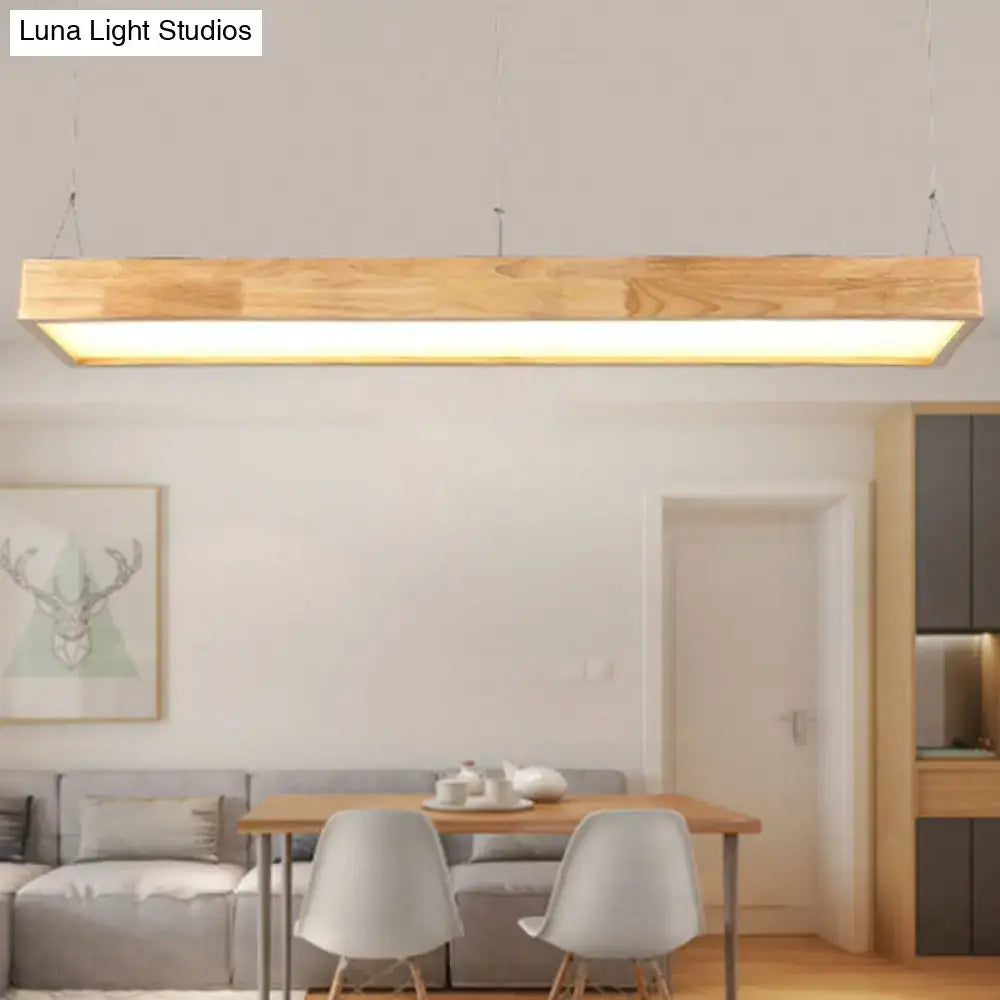 Modern wood rectangle ceiling light fixture dining room warm third gear