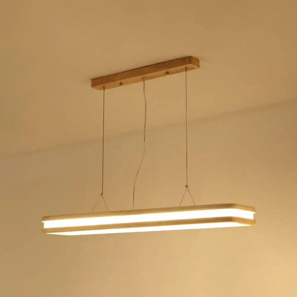 Modern wood rectangular hanging island lamp for dining room