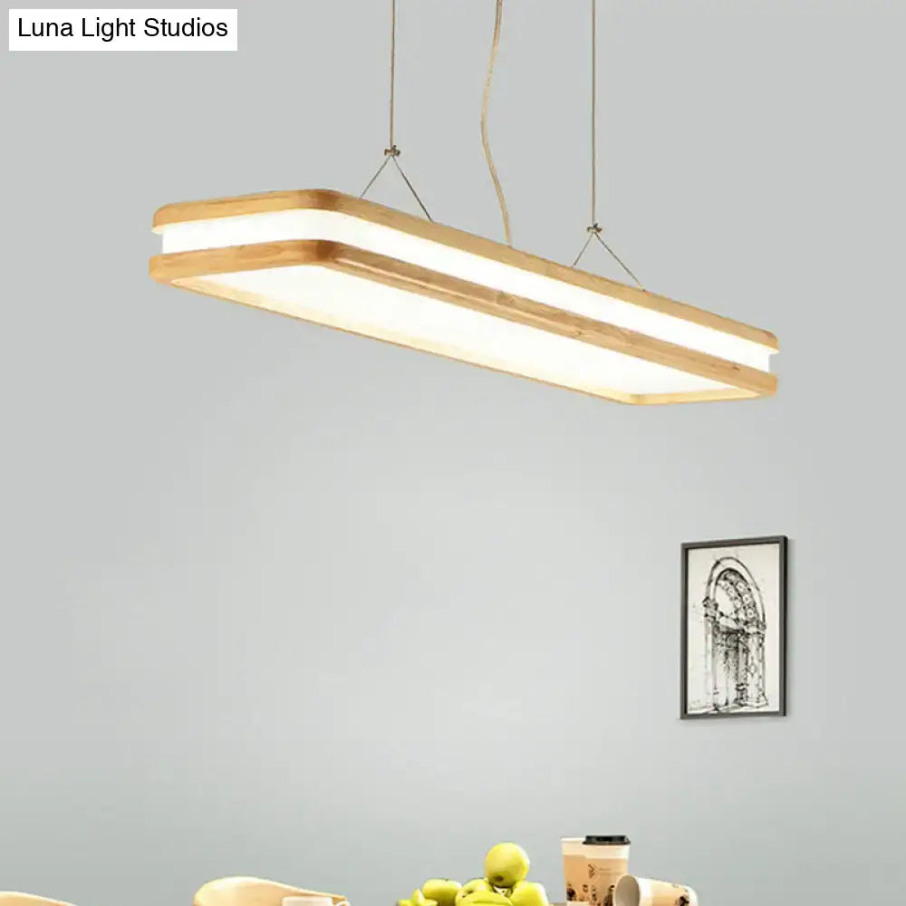 Modern wood rectangular hanging island lamp for dining room
