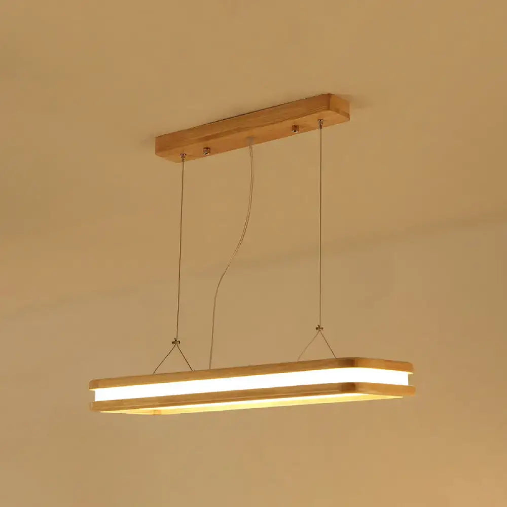 Modern wood rectangular hanging island lamp for dining room