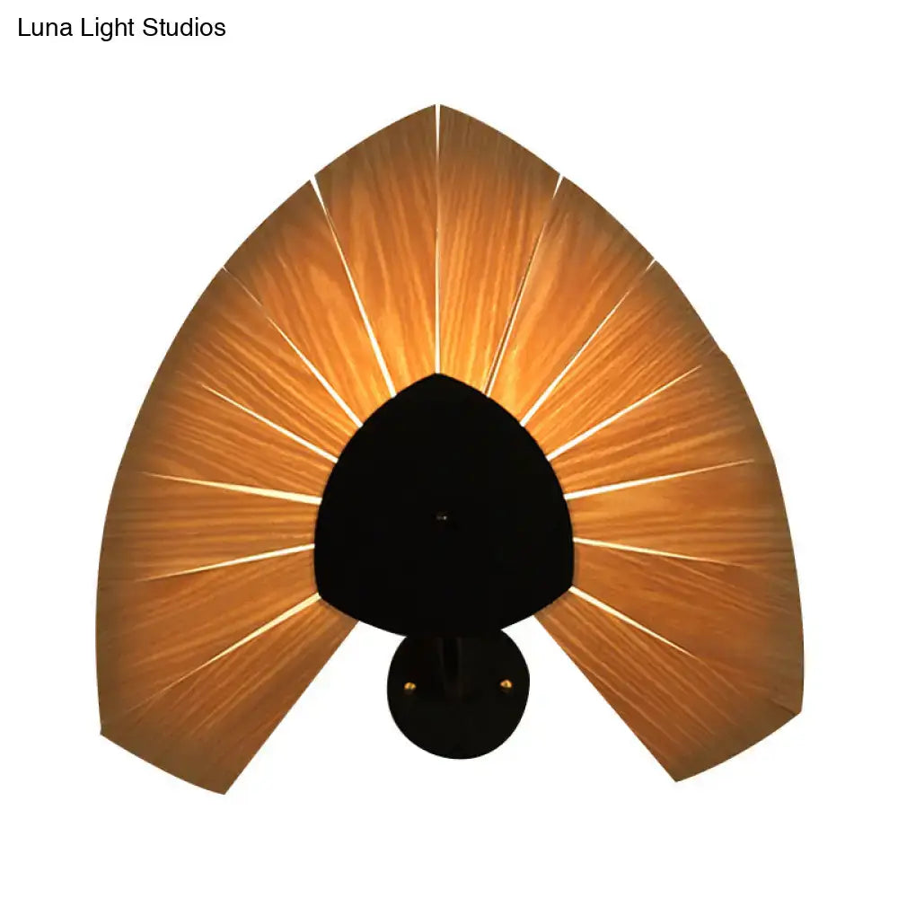 Modern wood veneer fan wall sconce black e26 e27 dining room light
