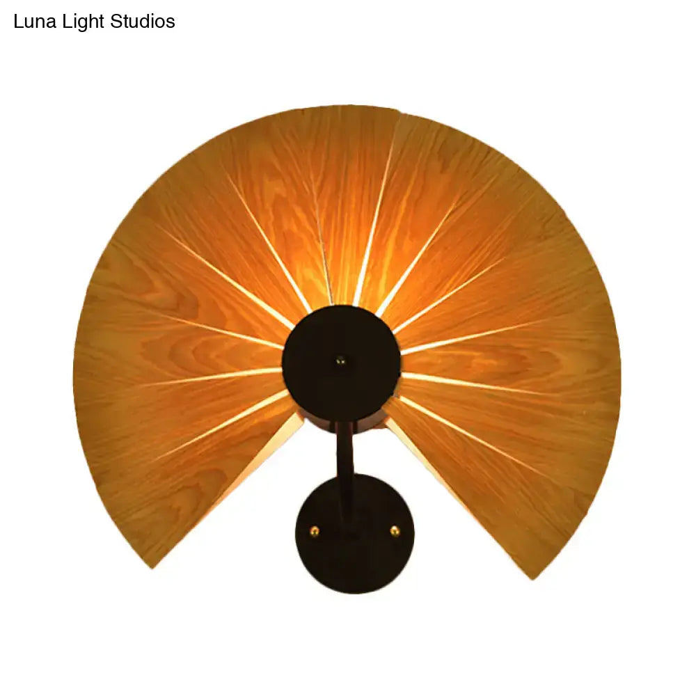 Modern wood veneer fan wall sconce black e26 e27 dining room light