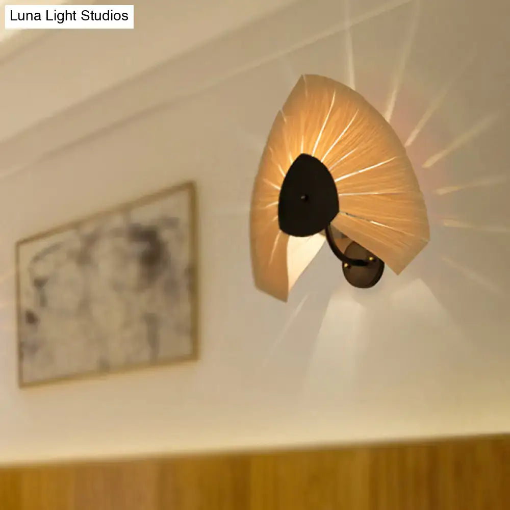 Modern wood veneer fan wall sconce black e26 e27 dining room light