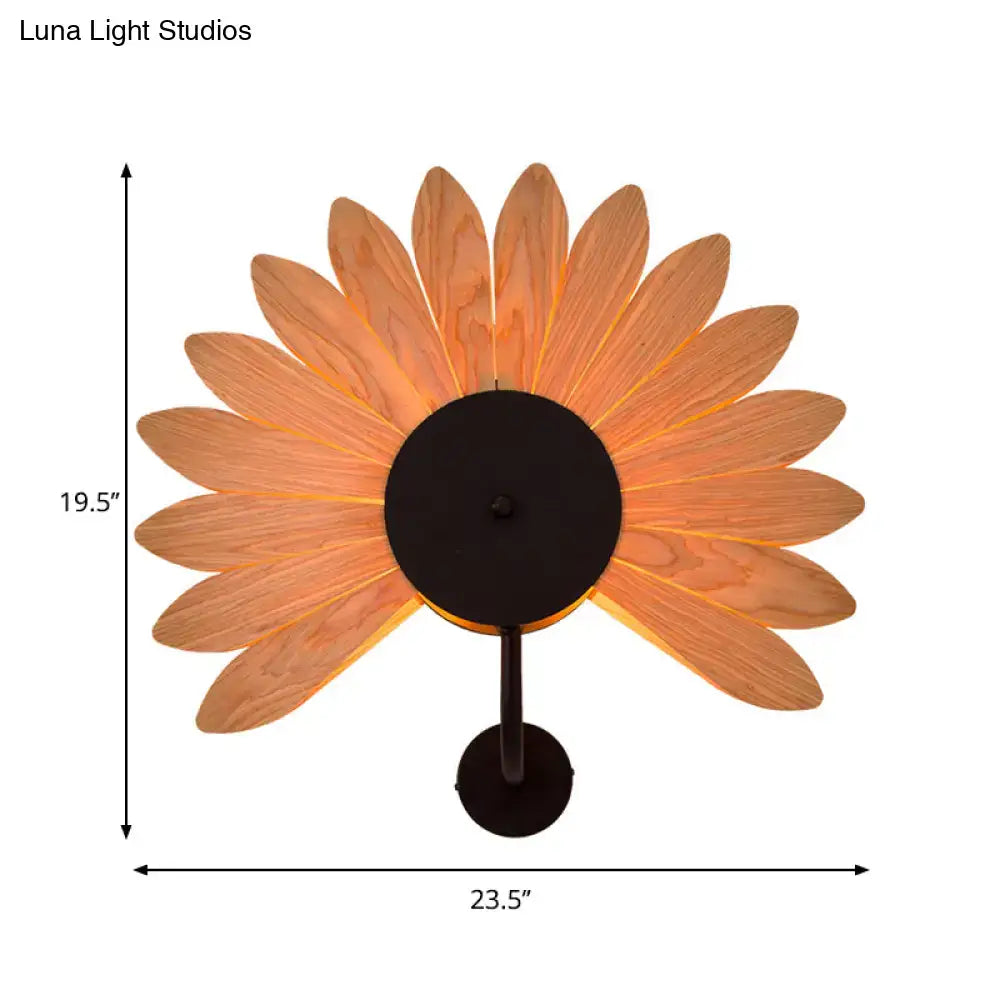 Modern wood veneer fan wall sconce black e26 e27 dining room light