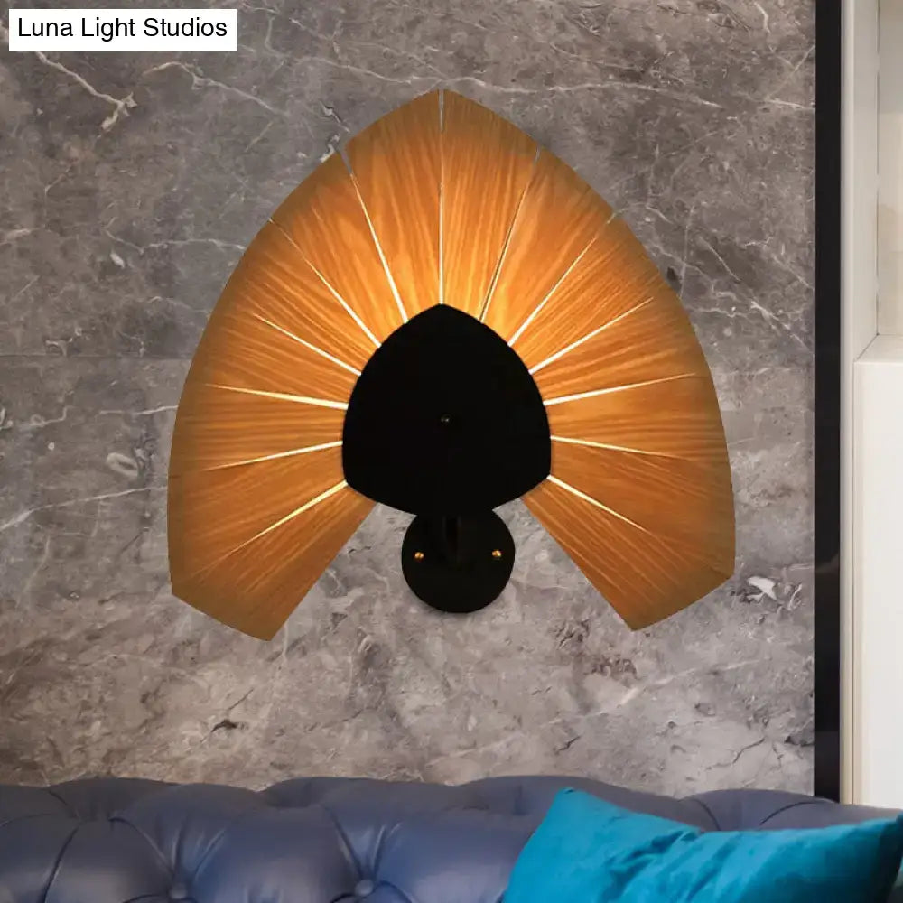 Modern wood veneer fan wall sconce black e26 e27 dining room light