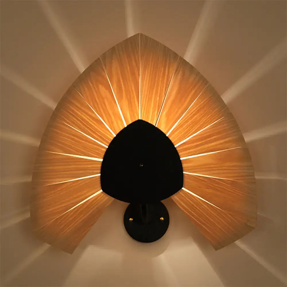 Modern wood veneer fan wall sconce black e26 e27 dining room light