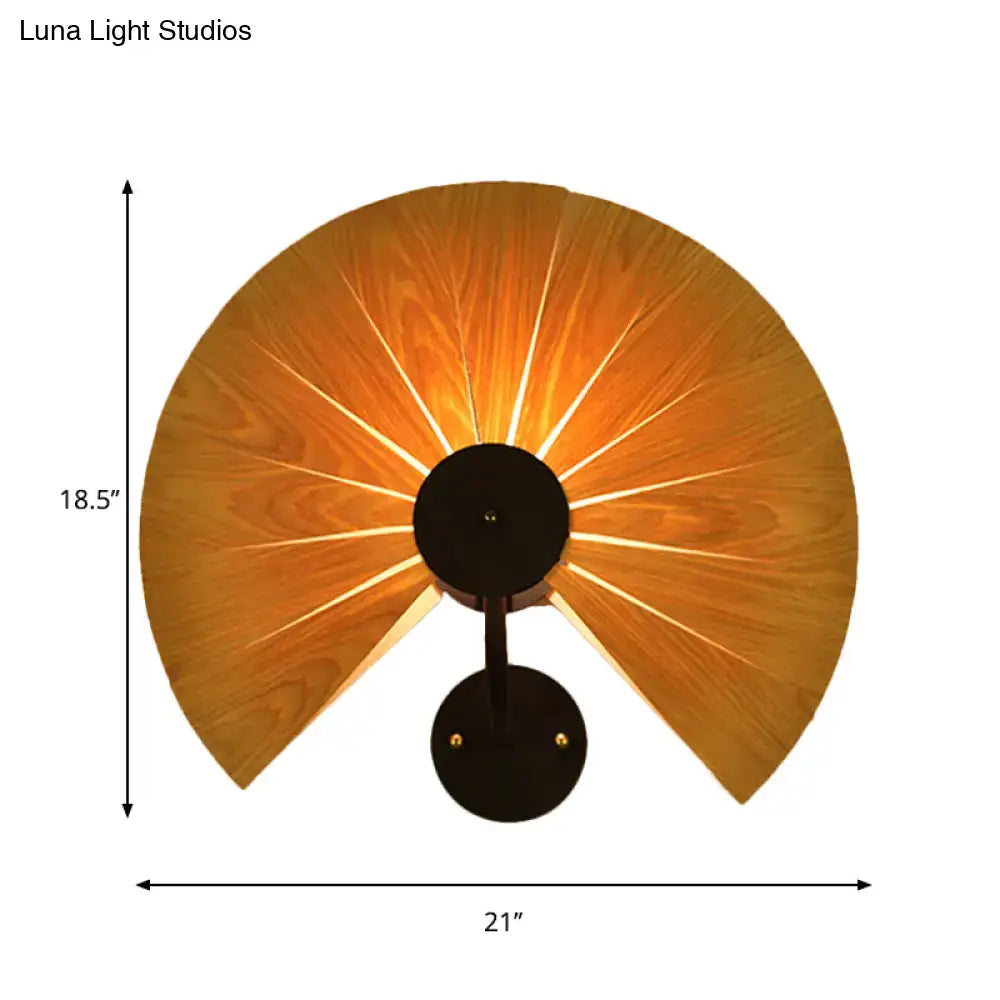 Modern wood veneer fan wall sconce black e26 e27 dining room light