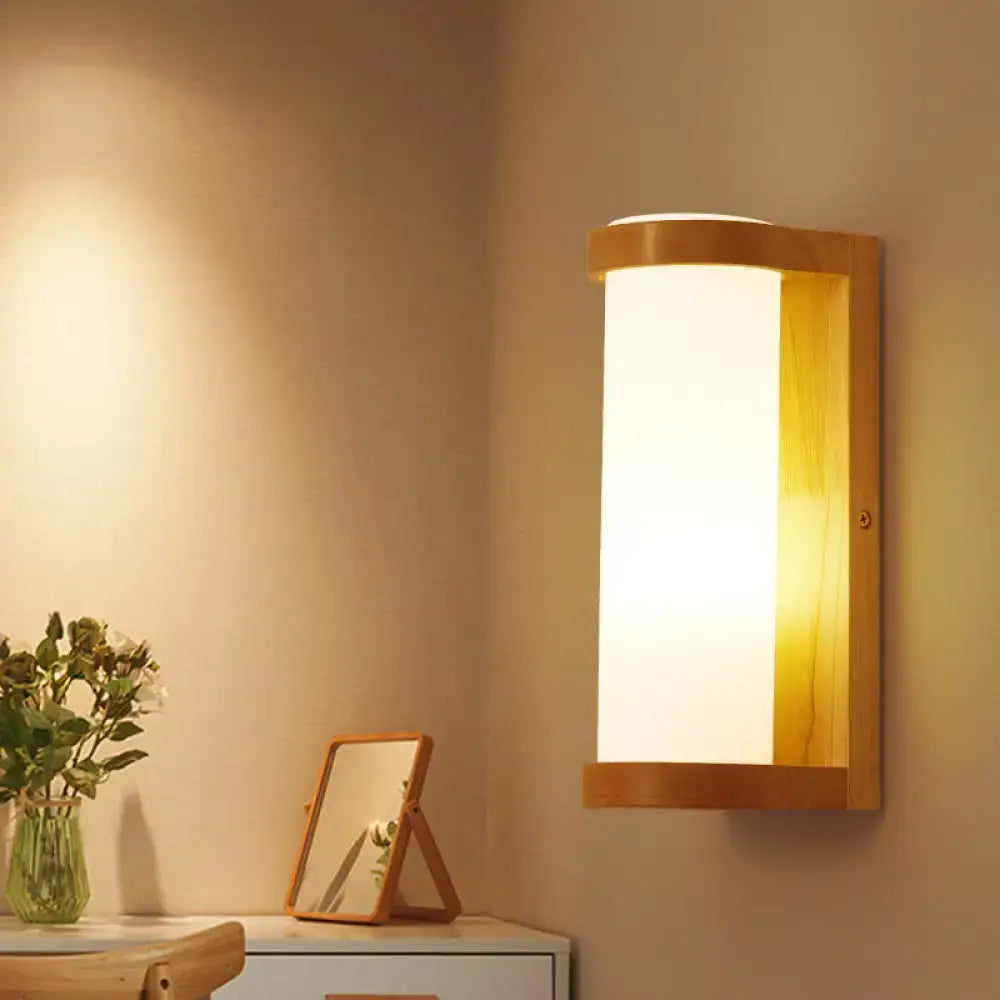 Modern wooden rectangle sconce with e26 e27 bulb – bedroom wall light