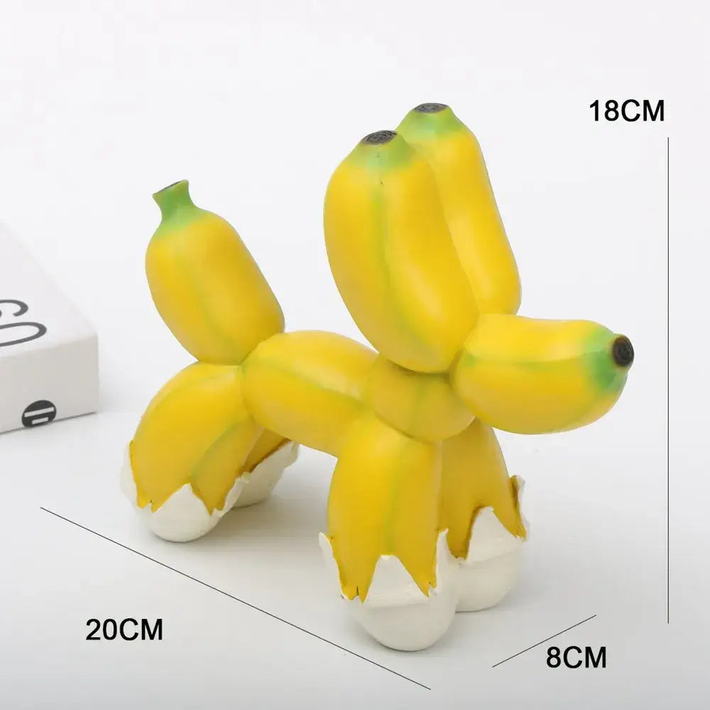 Modern yellow banana balloon dog sculpture living room pop art decor
