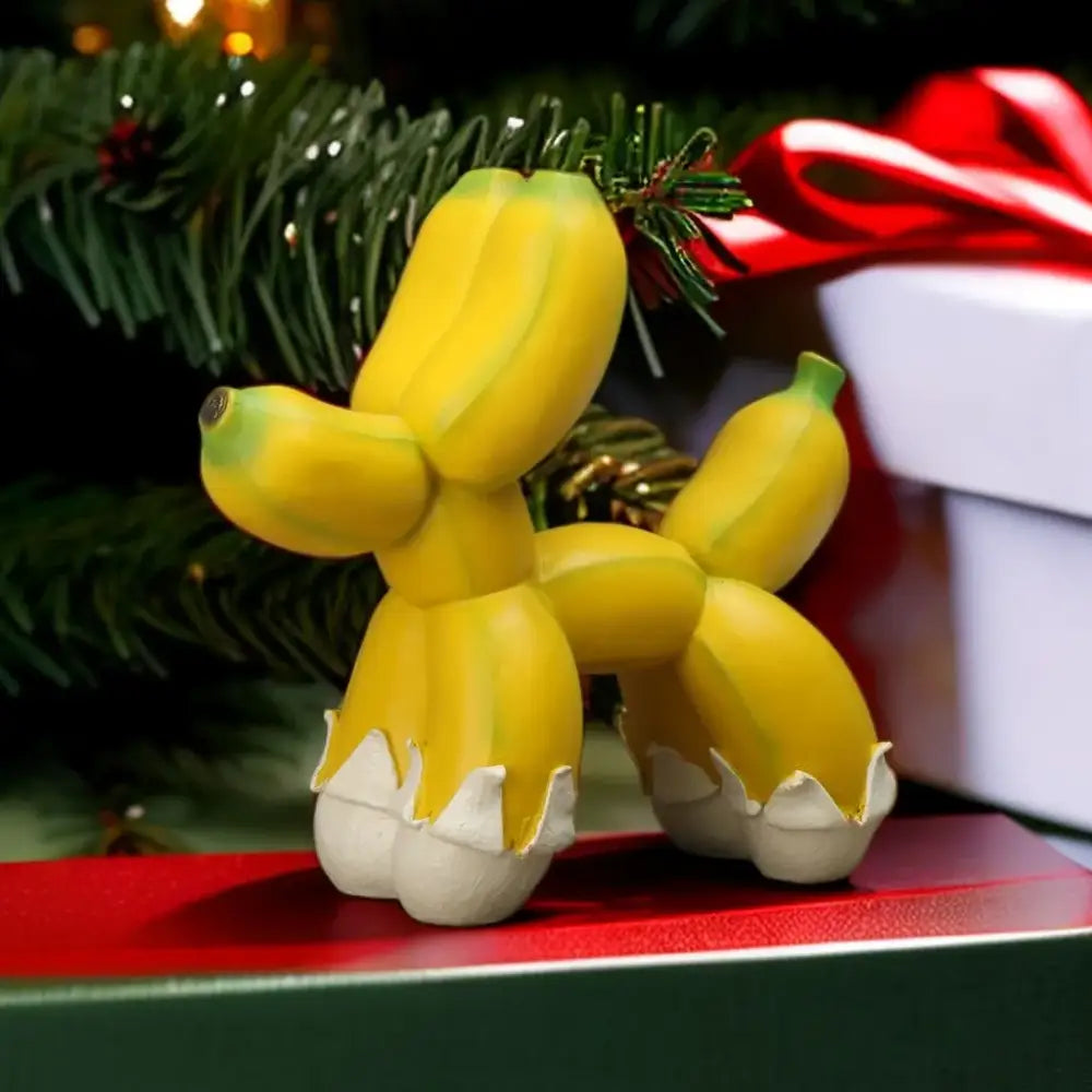 Modern yellow banana balloon dog sculpture living room pop art decor