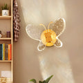 Modern yellow & clear butterfly bubble crystal sconce bedroom light