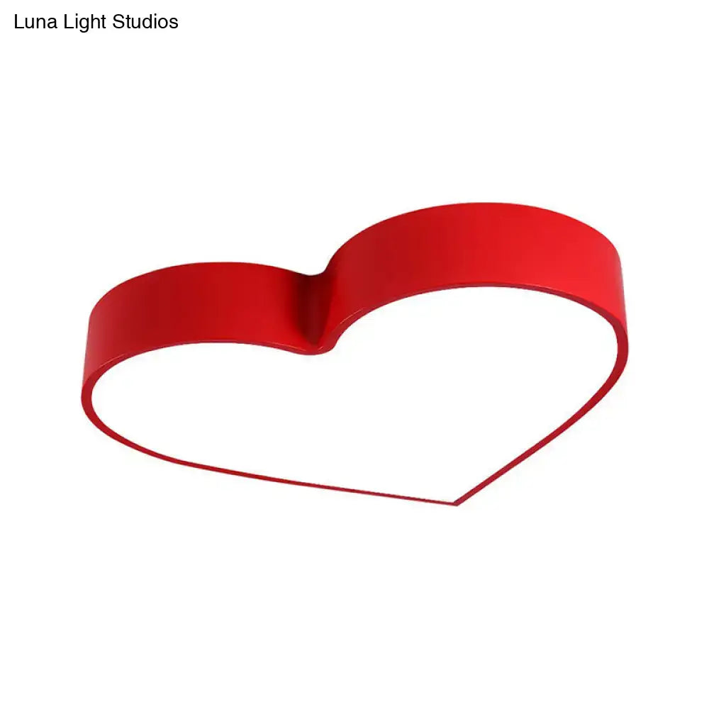 Modern yellow heart led flush mount light for bedroom