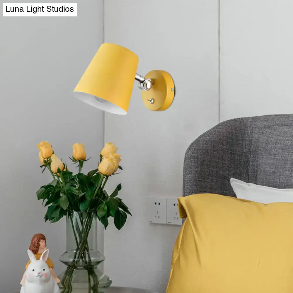 Modern yellow metal shade sconce light for bedroom