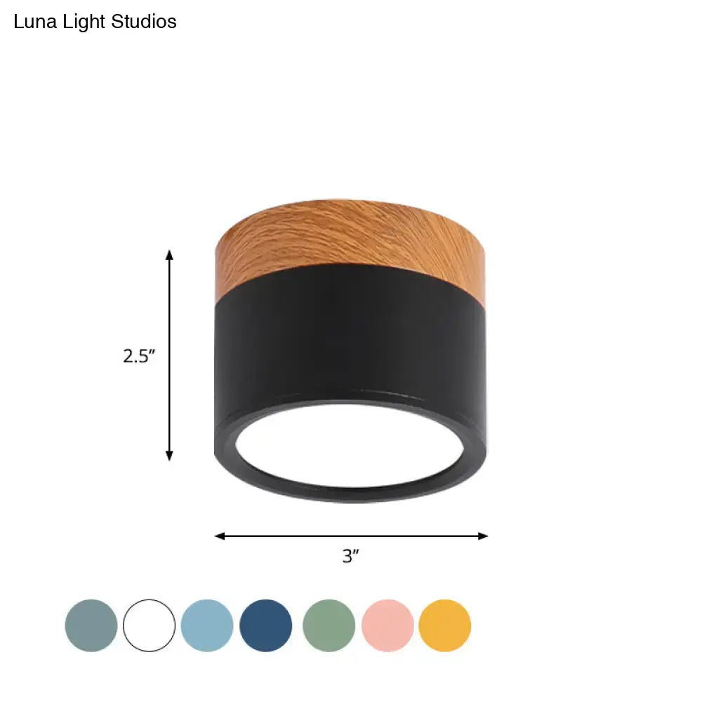 Modern yellow wood flush mount ceiling light for kitchen