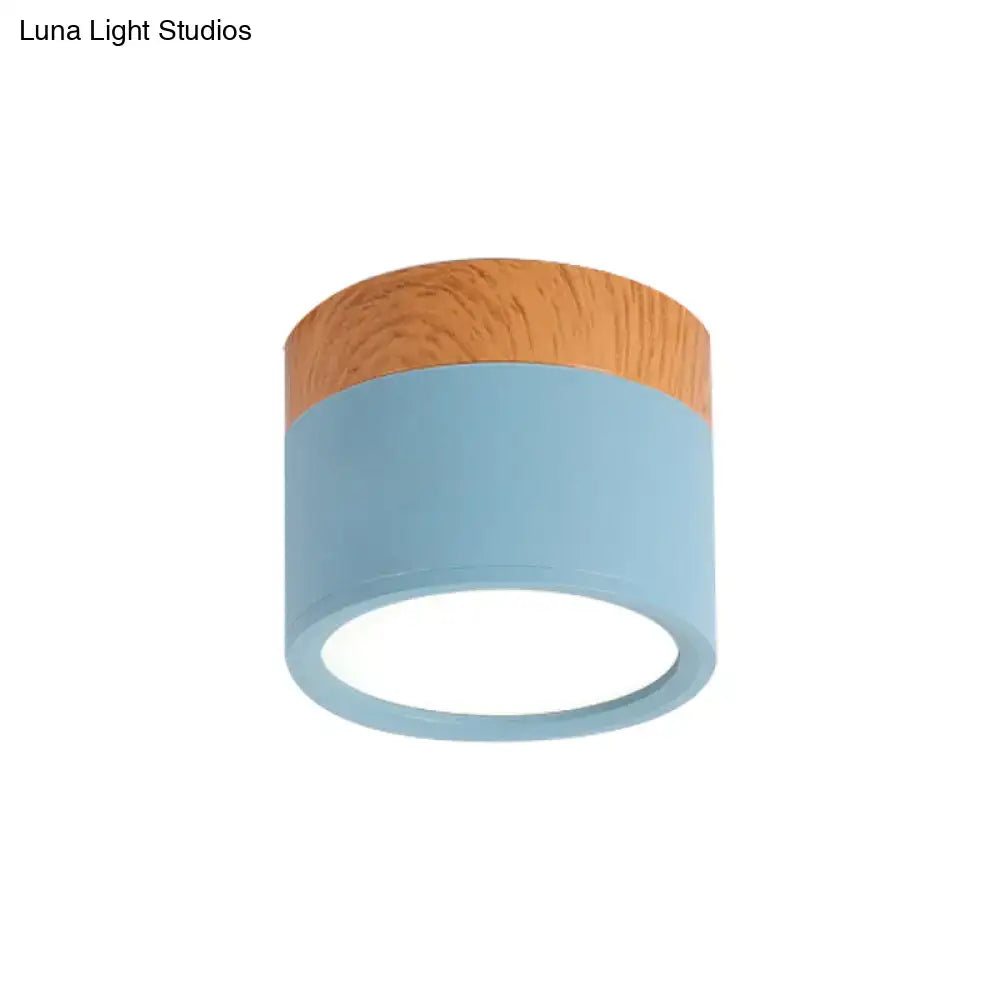Modern yellow wood flush mount ceiling light for kitchen