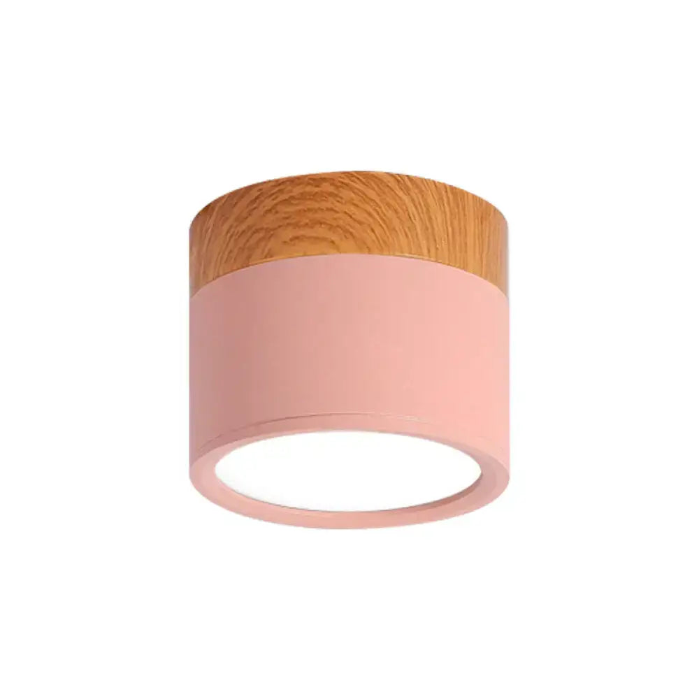 Modern yellow wood flush mount ceiling light for kitchen