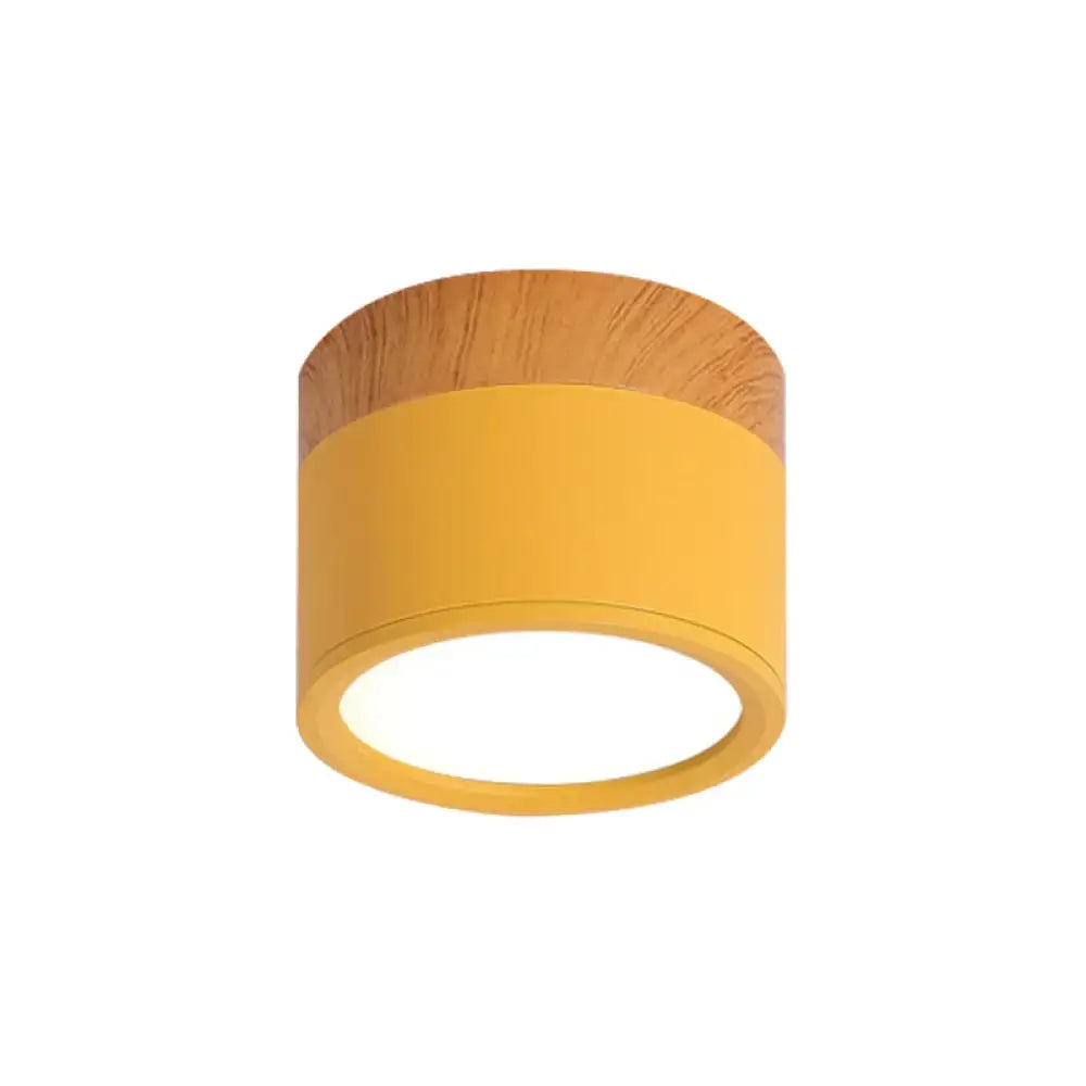 Modern yellow wood flush mount ceiling light for kitchen