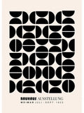 DecorBites™ black and white modernism canvas print featuring geometric half and full circles on beige home decor