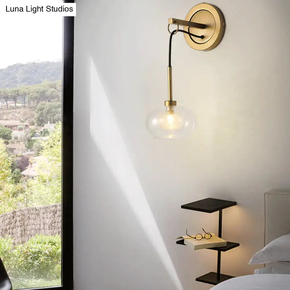 Modernist amber & white glass wall sconce bedroom drop lamp
